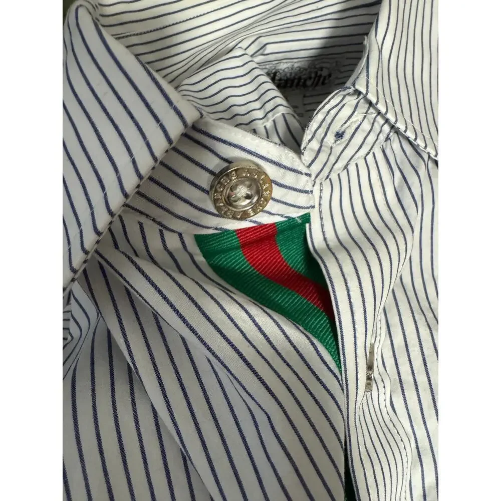 Vintage Ablanche men’s 3X military style blue & white shirt like new.